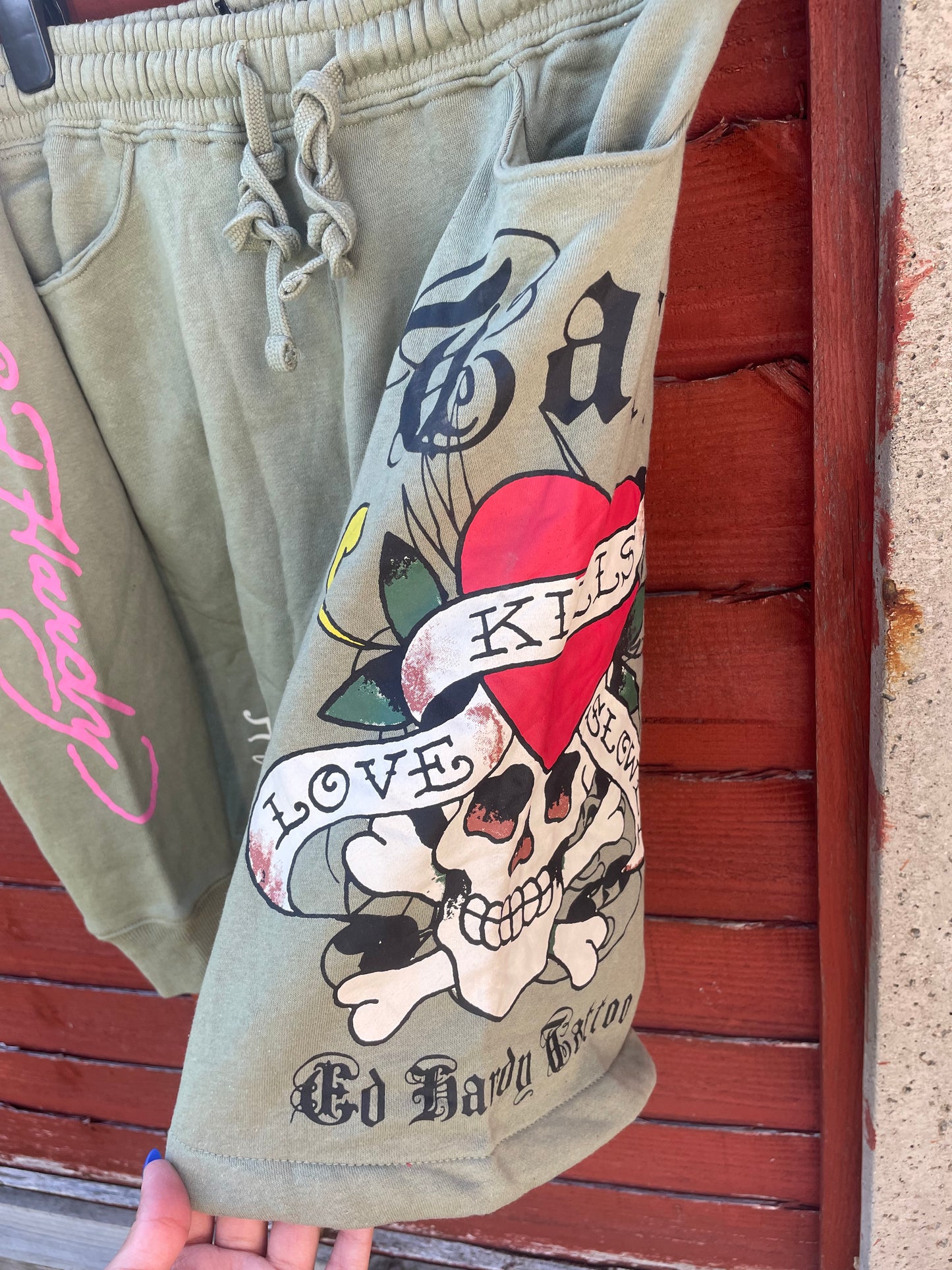 Vintage Ed Hardy jumper & Shorts set Small