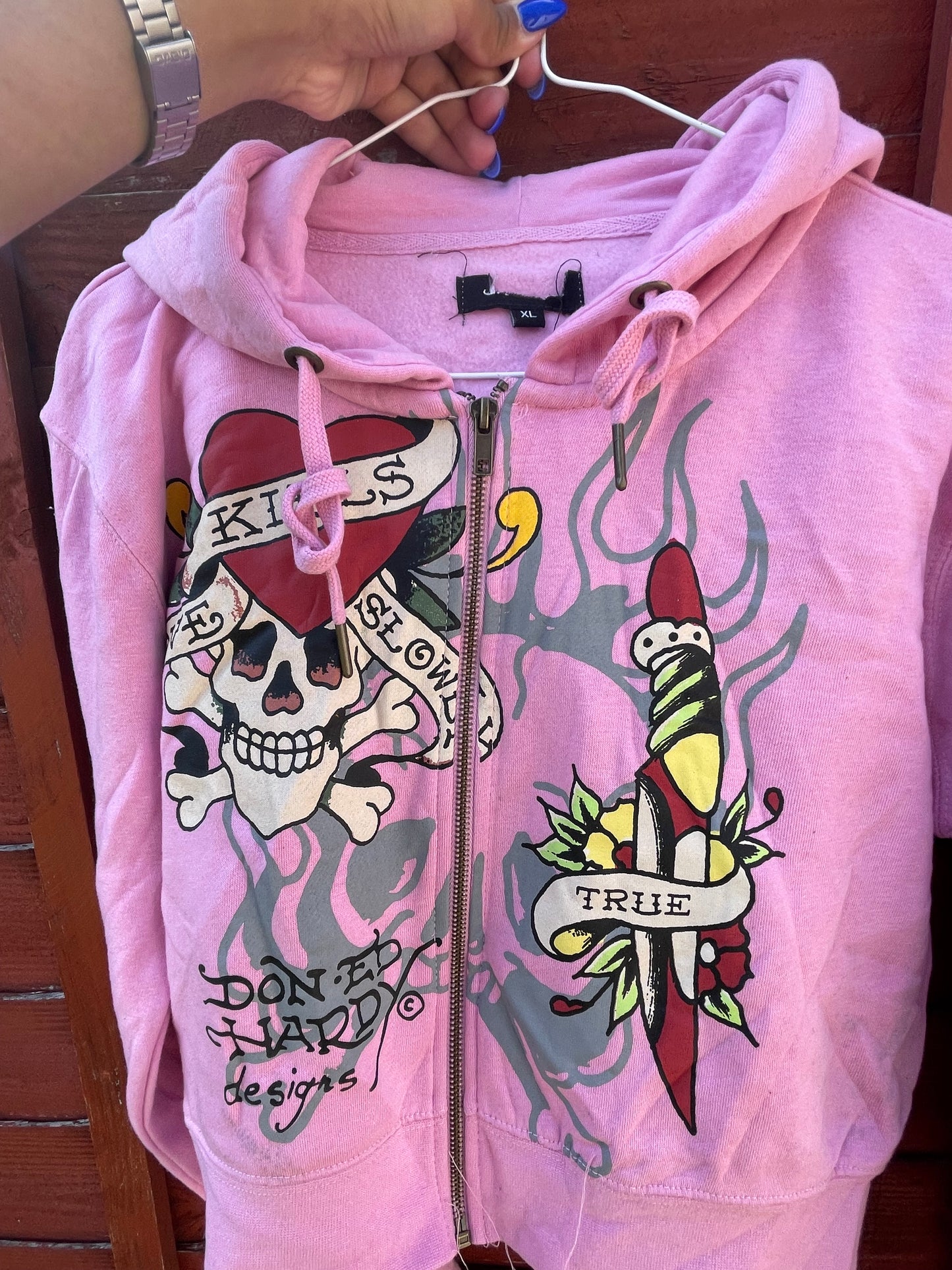Ed Hardy y2k pink skull/Tiger tattoo tracksuit NWOT