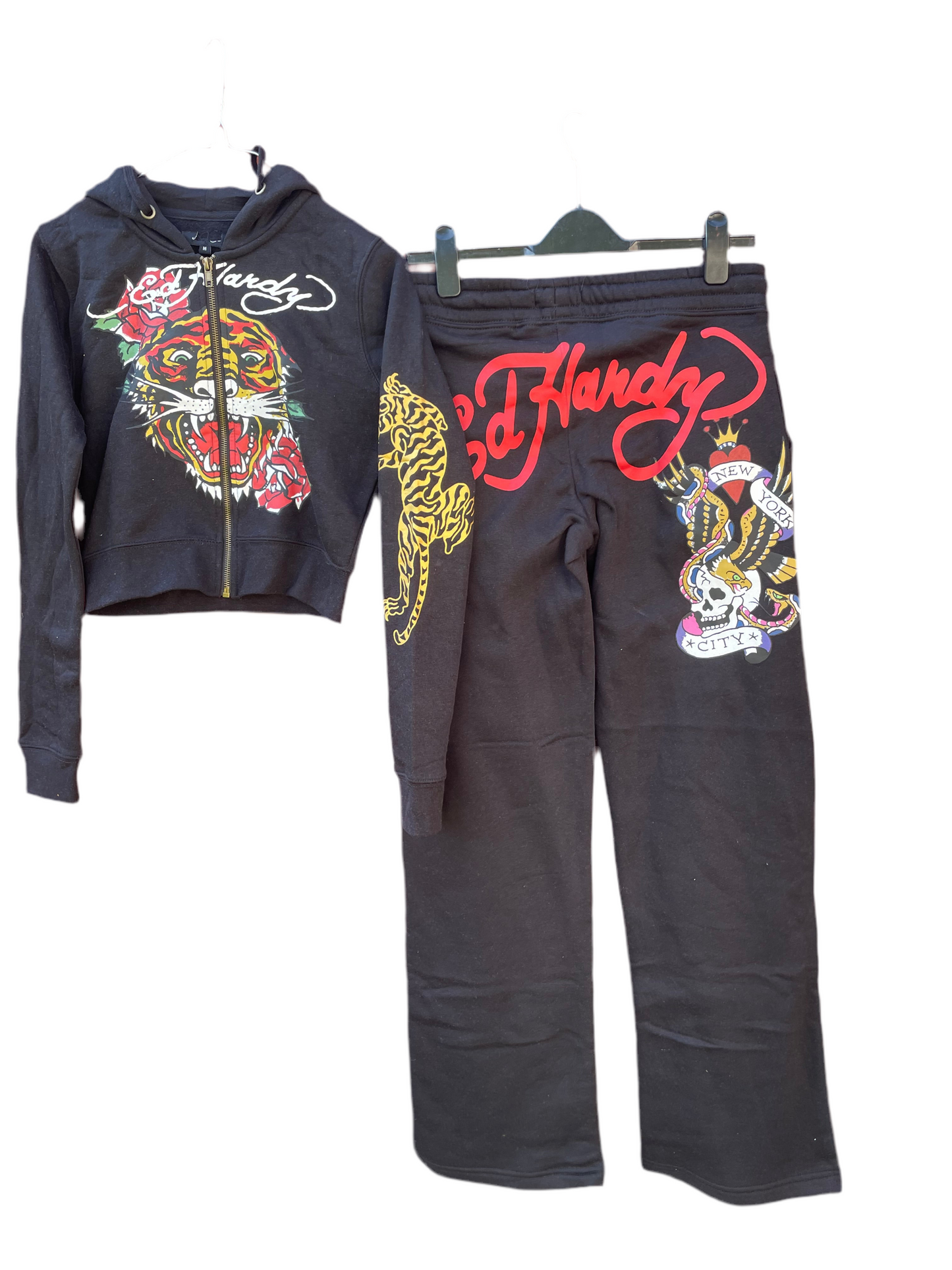 Ed Hardy y2k Black skull/Tiger tattoo tracksuit NWOT Medium