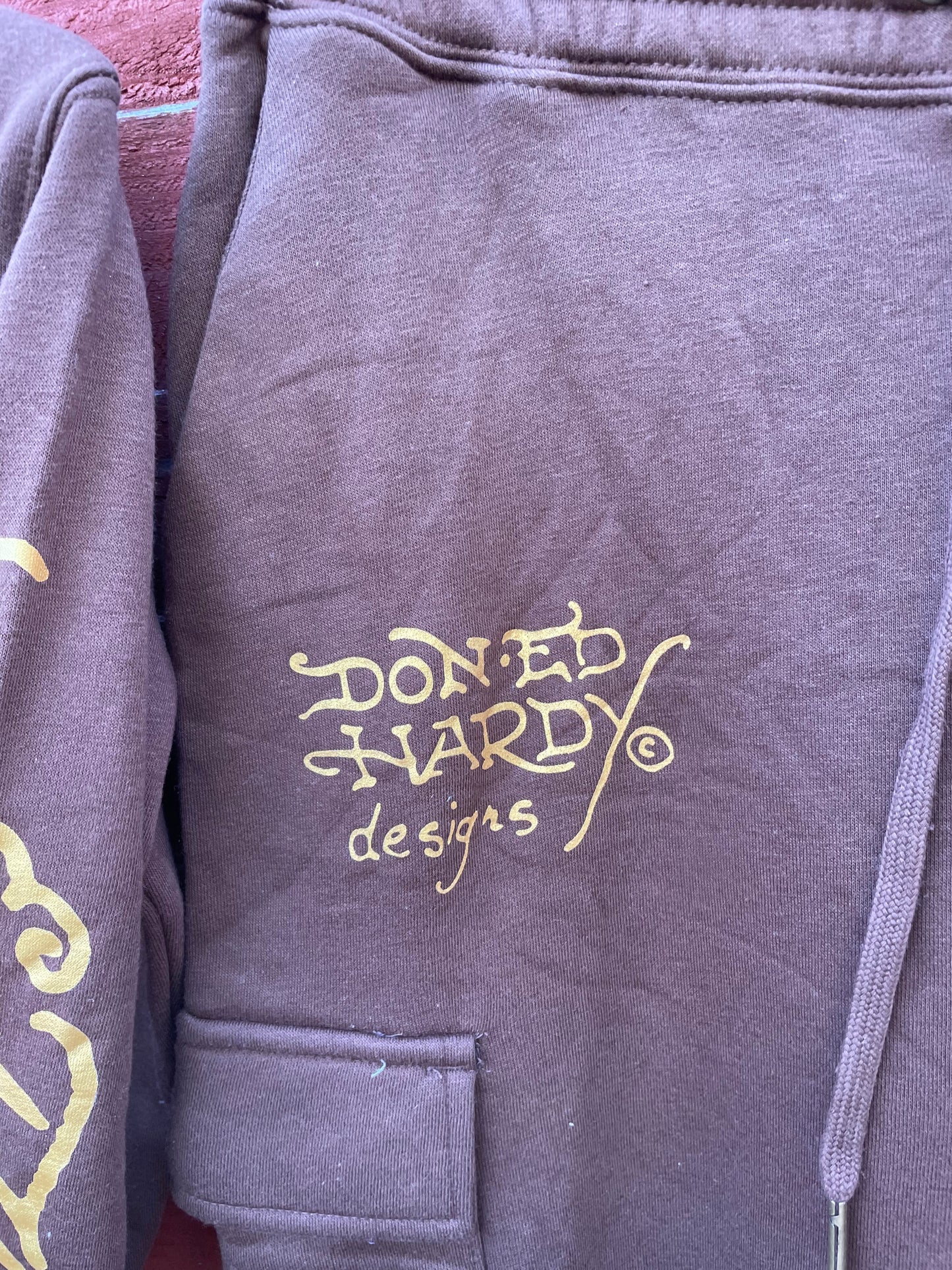 Ed Hardy y2k brown tracksuit NWOT Large