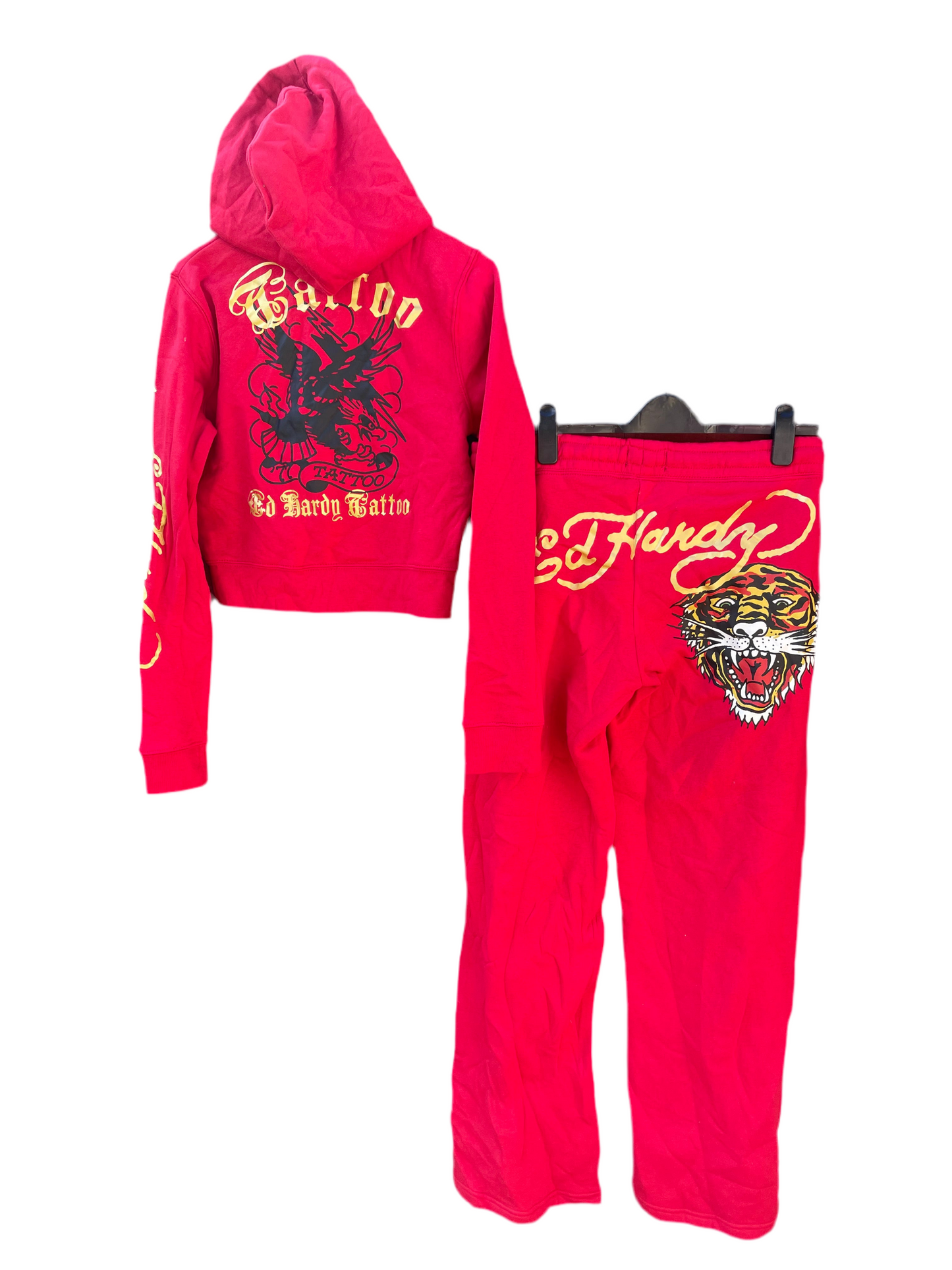 Ed Hardy y2k red love and roses/Tiger tattoo tracksuit NWOT
