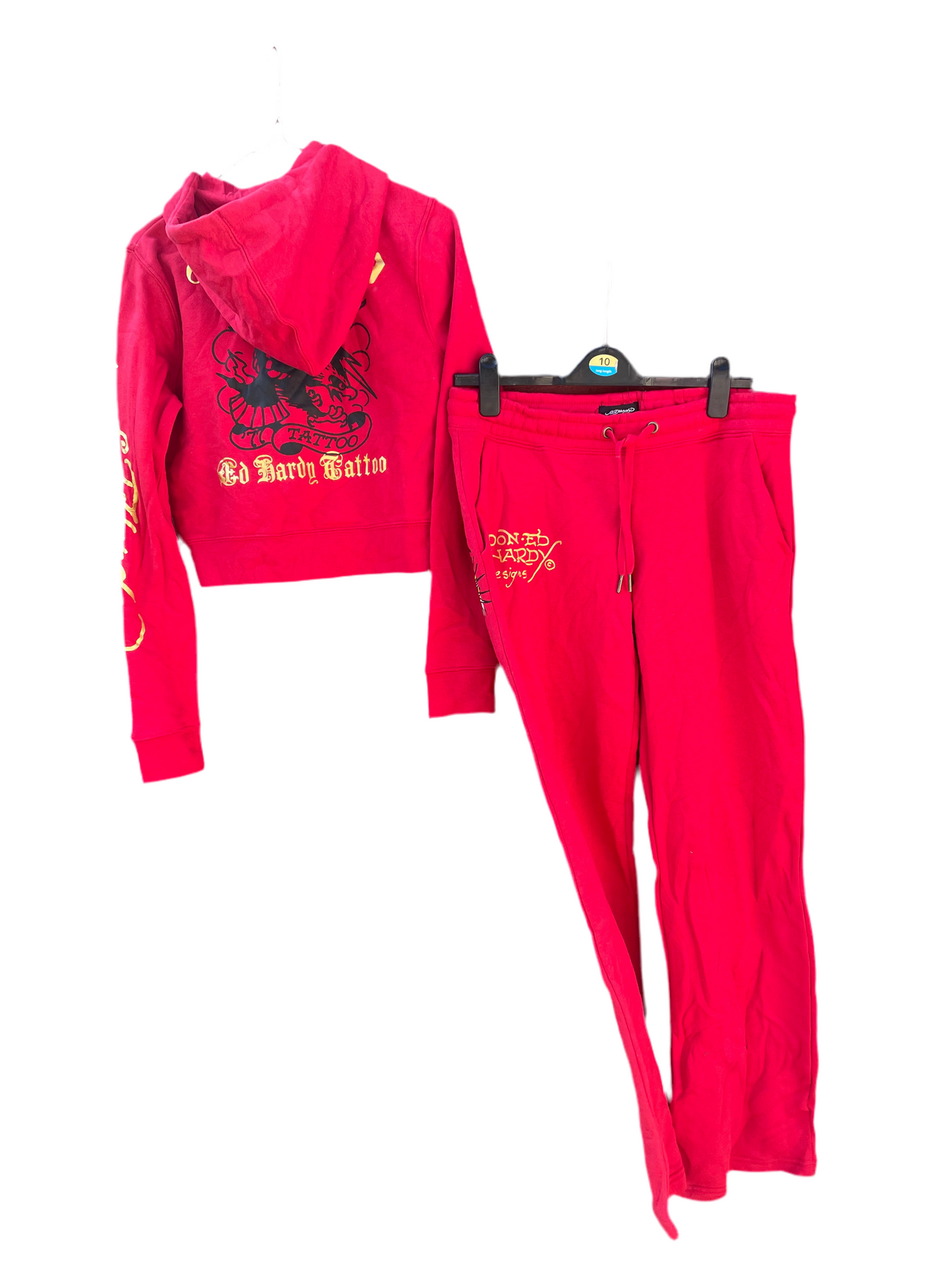 Ed Hardy y2k red love and roses/Tiger tattoo tracksuit NWOT