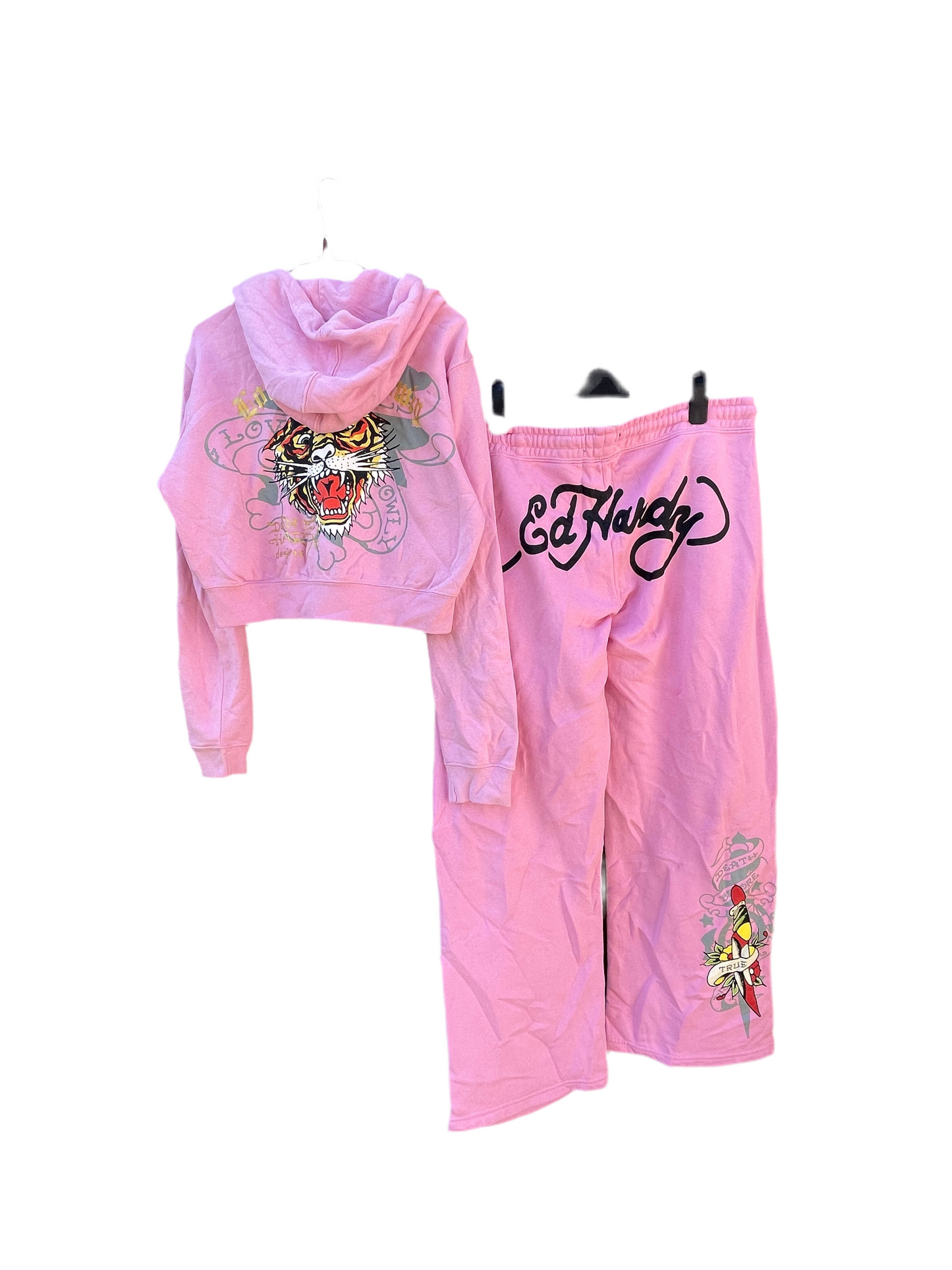 Ed Hardy y2k pink skull/Tiger tattoo tracksuit NWOT