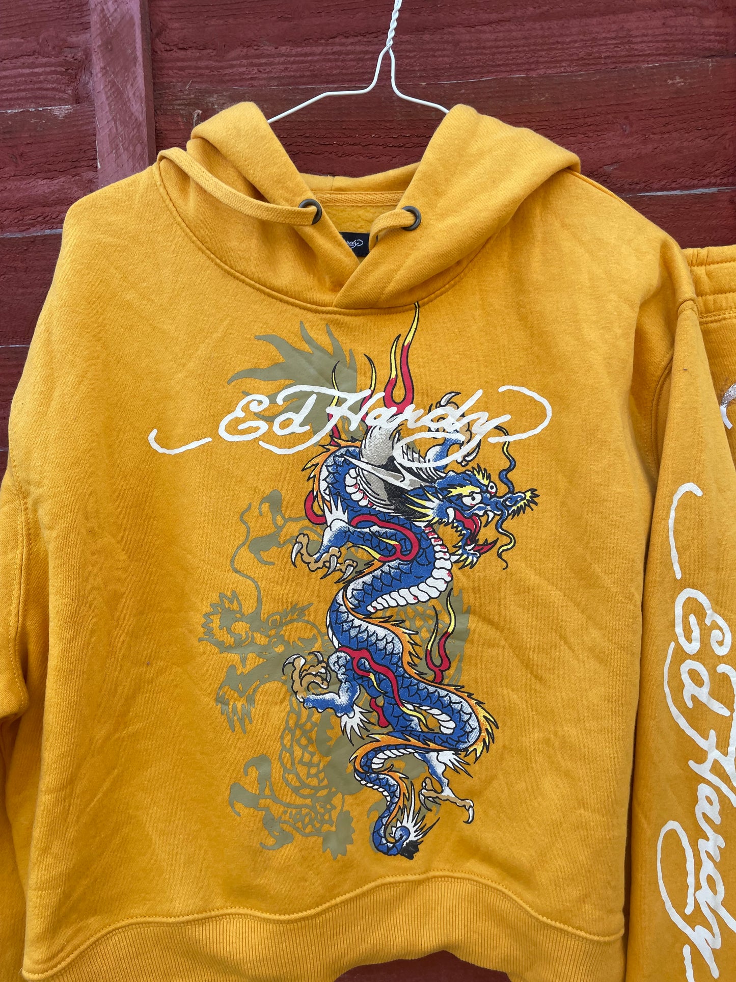 Ed Hardy y2k yellow skull/Snakes tracksuit xl