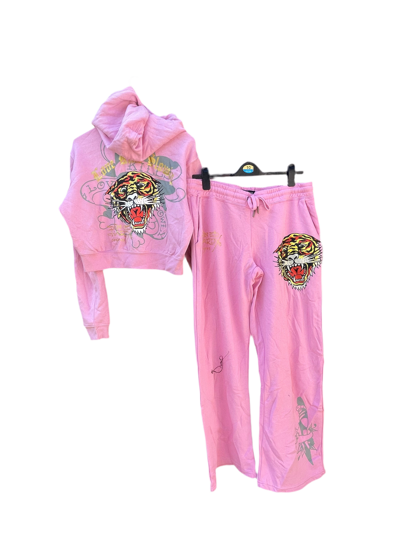 Ed Hardy y2k pink skull/Tiger tattoo tracksuit NWOT