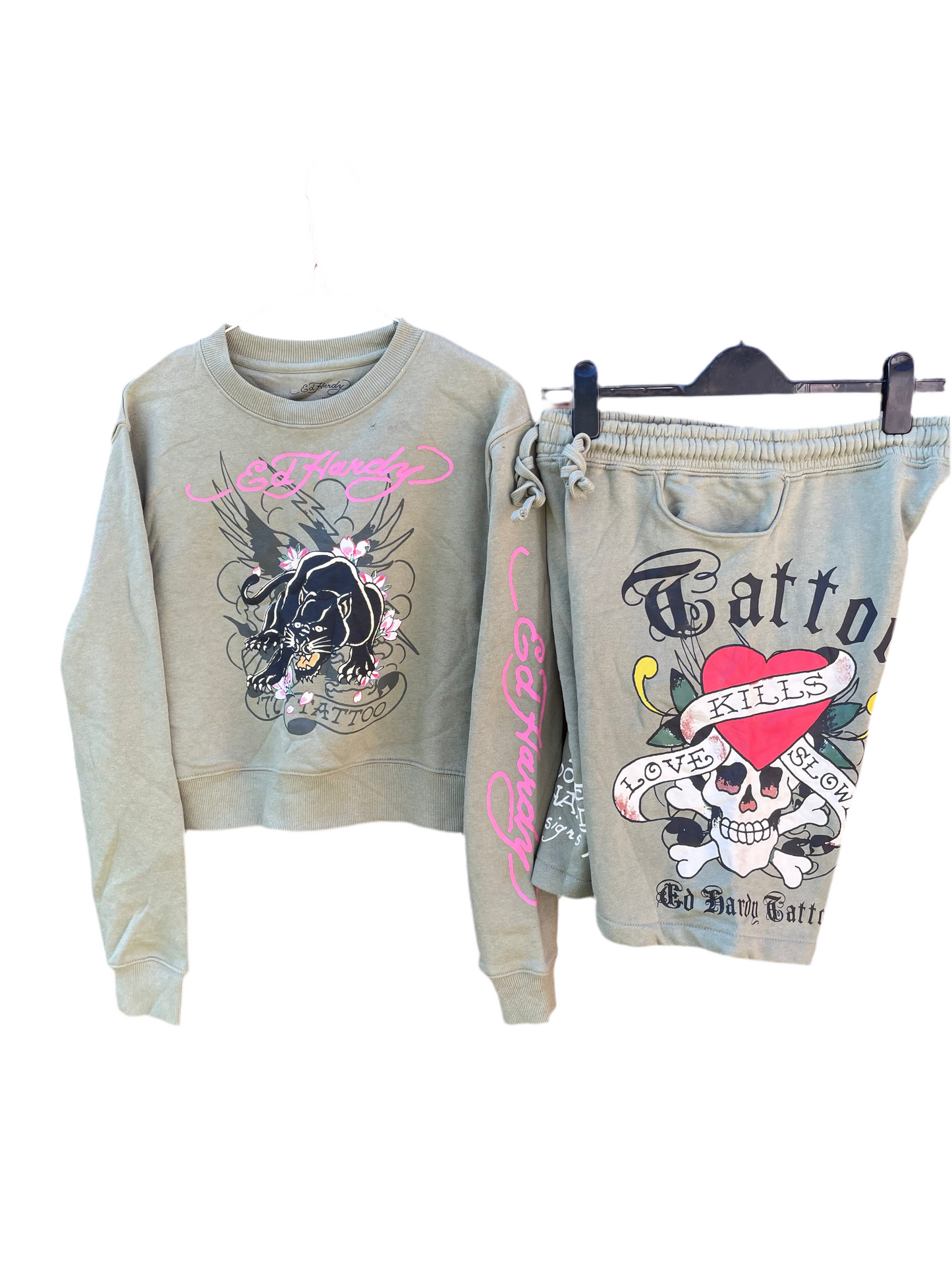 Vintage Ed Hardy jumper & Shorts set Small