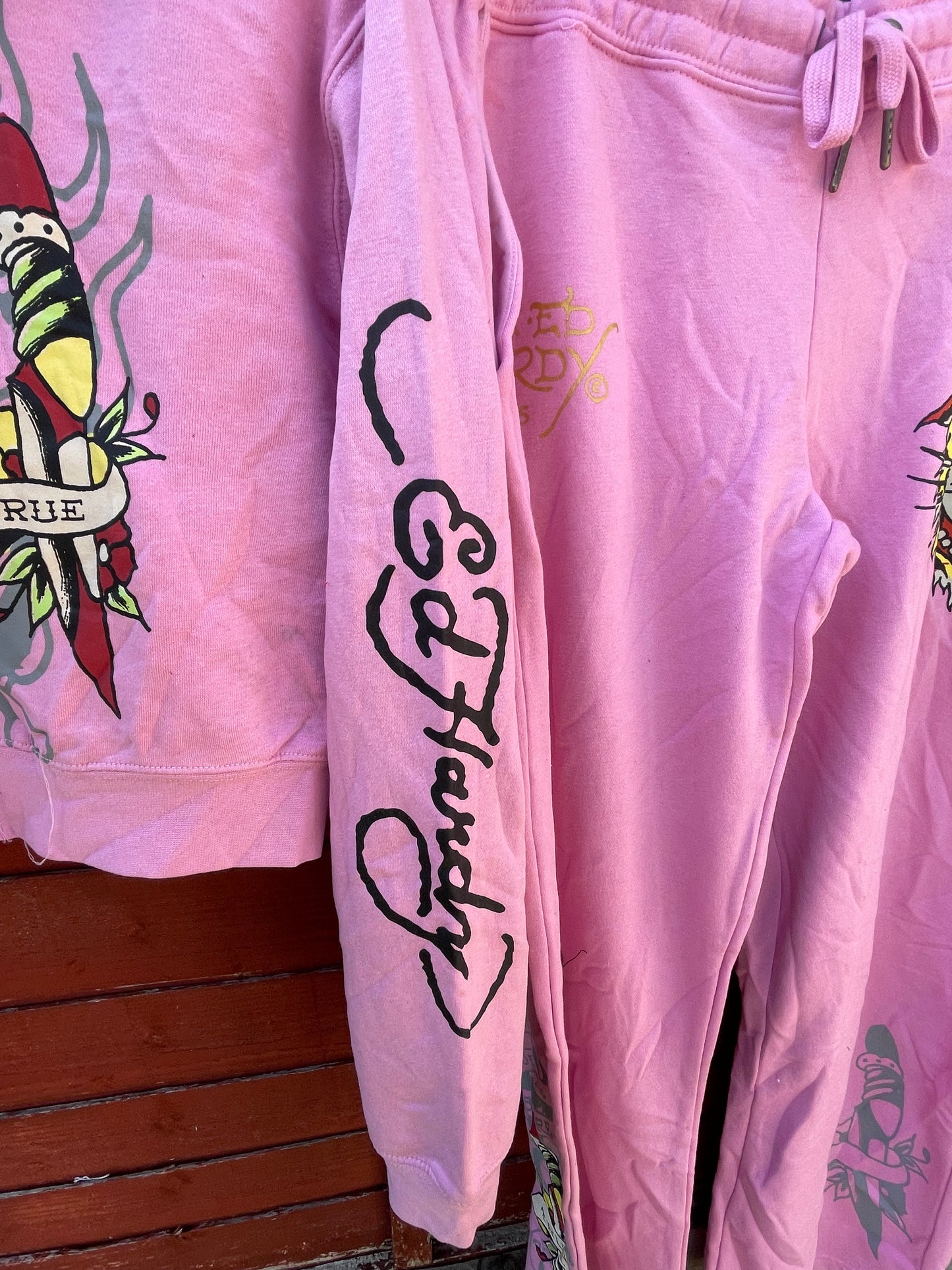 Ed Hardy y2k pink skull/Tiger tattoo tracksuit NWOT