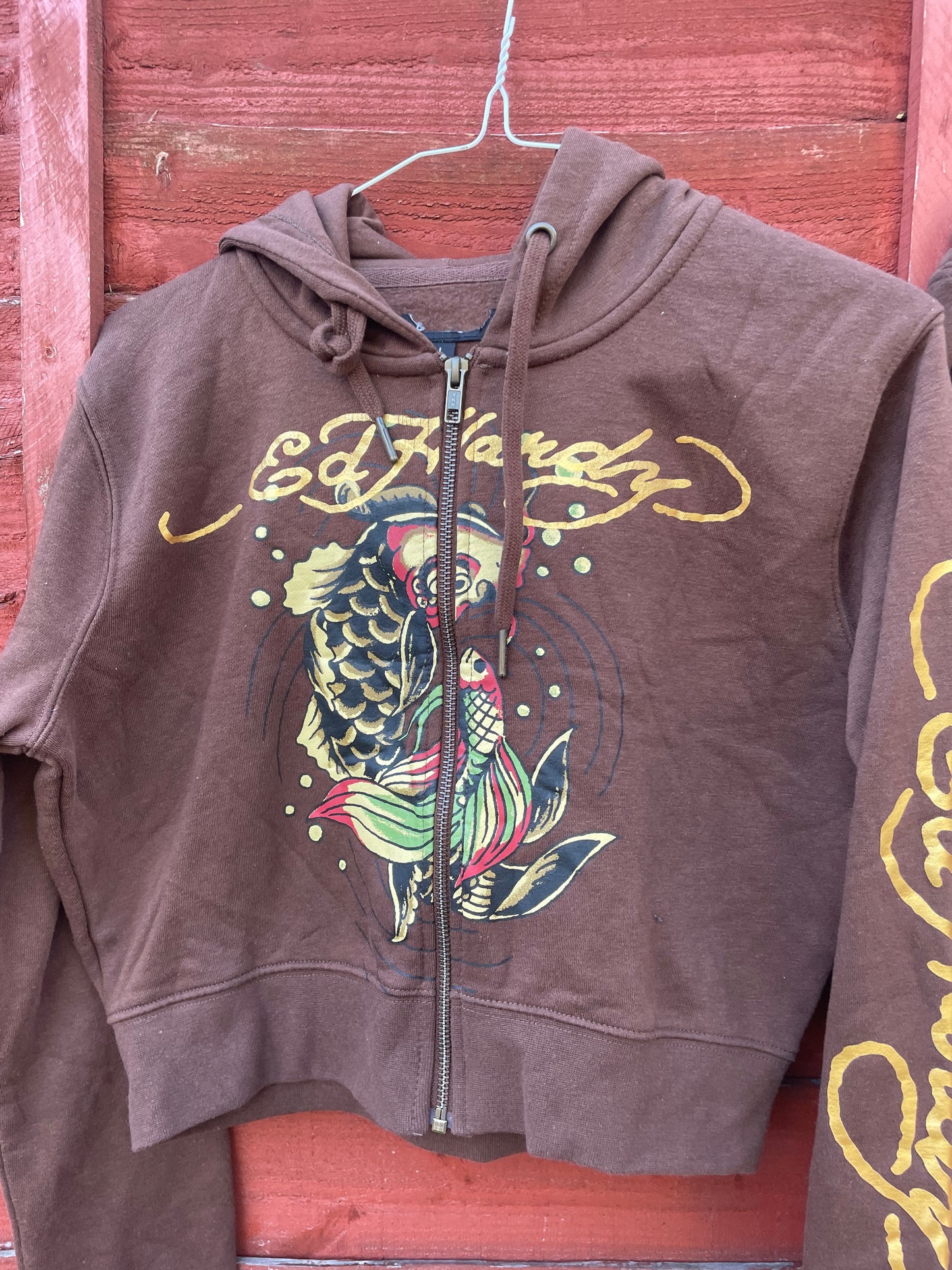 Ed Hardy y2k brown tracksuit NWOT Large