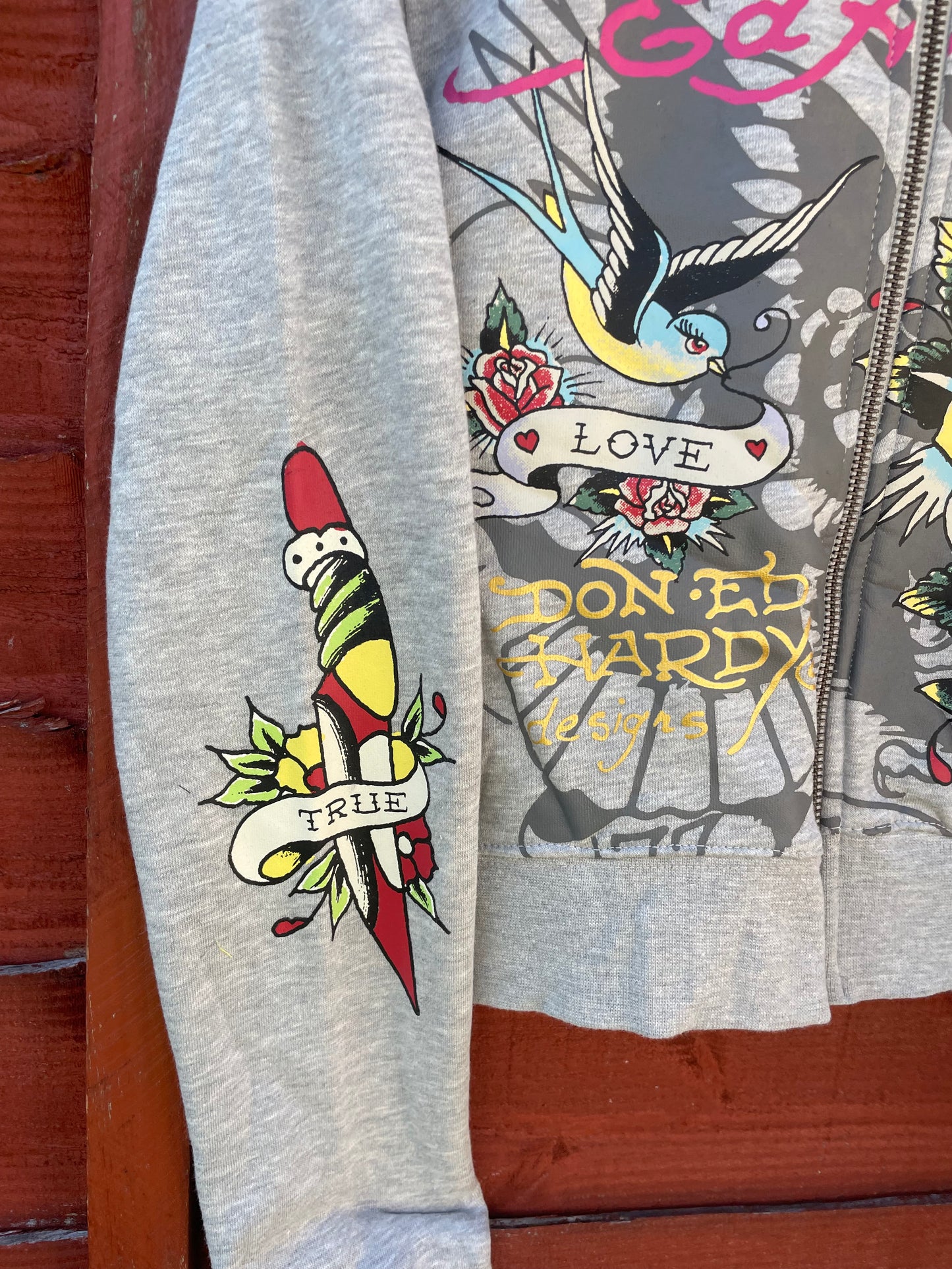 Ed Hardy y2k grey Love and Roses tracksuit NWOT