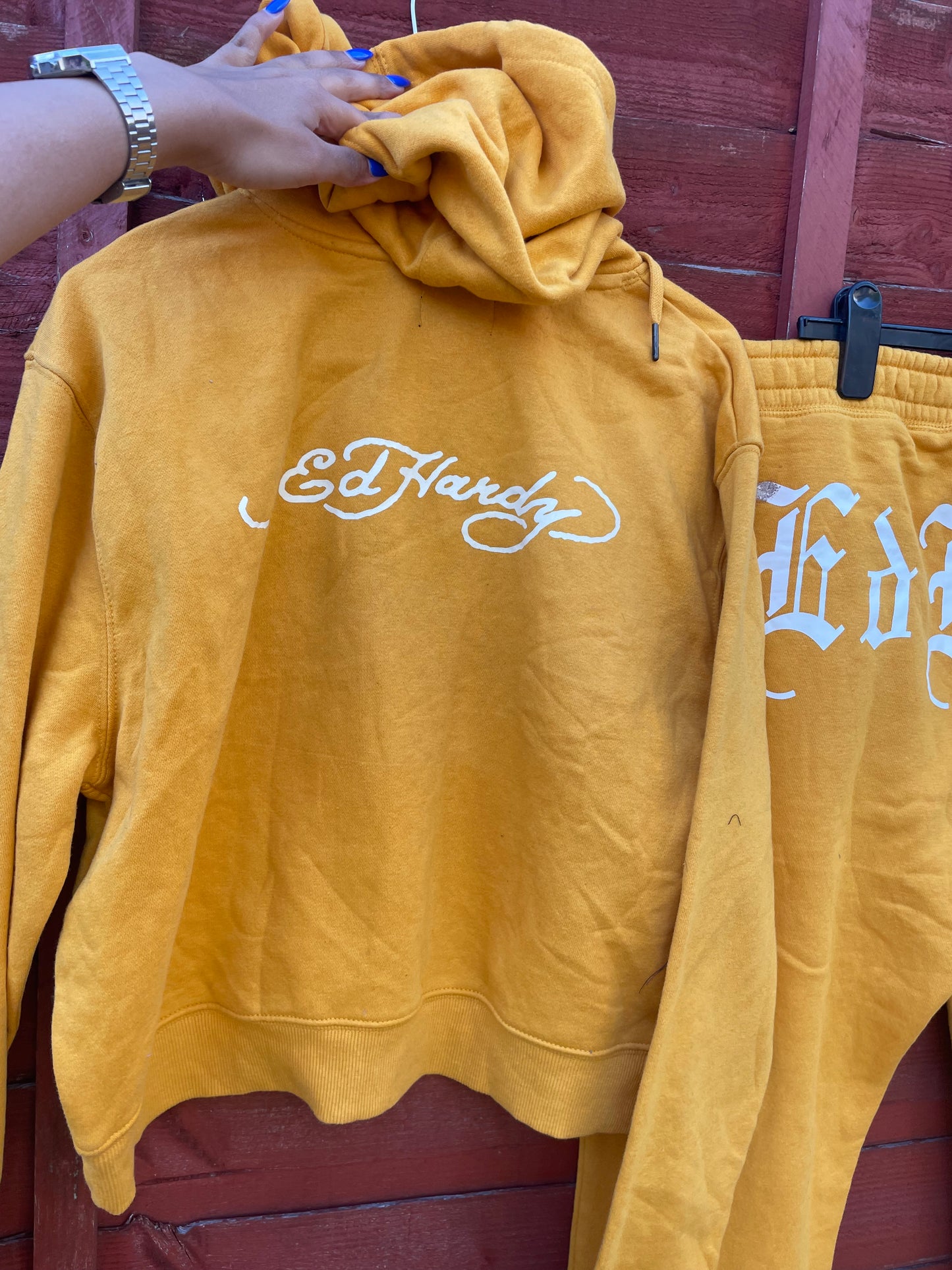 Ed Hardy y2k yellow skull/Snakes tracksuit xl