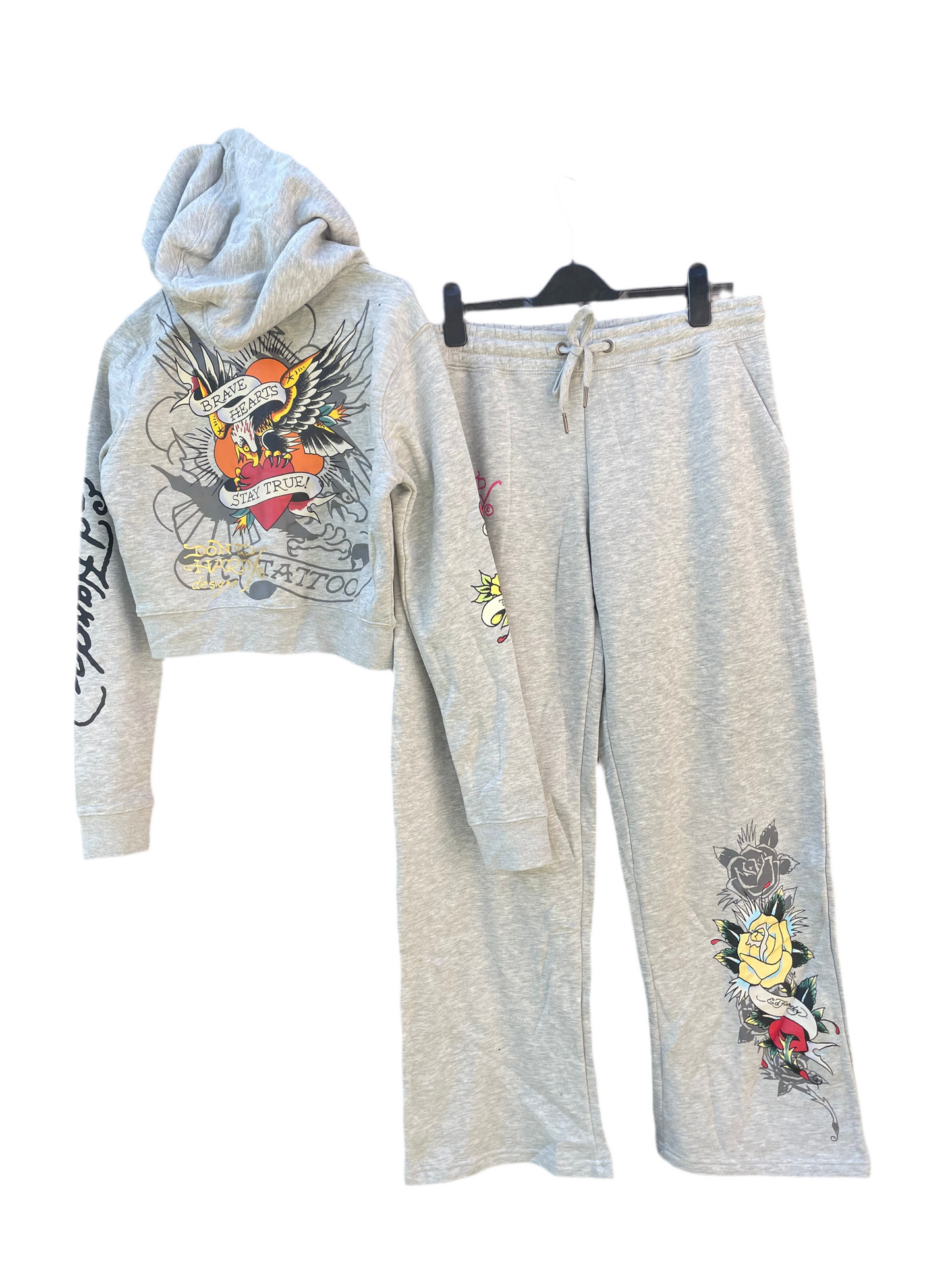 Ed Hardy y2k grey Love and Roses tracksuit NWOT